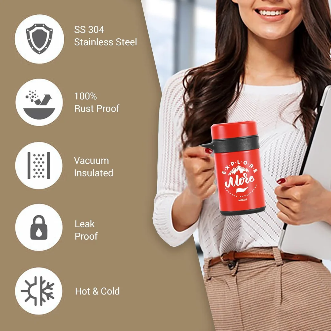 MILTON Cosmic 500 Thermosteel Mug, 500 ml, Yellow | Stainless Steel Strainer | Hot & Cold | Vacuum Insulated | Rust Proof | Leak Proof | Tea | Coffee | Mug image 3