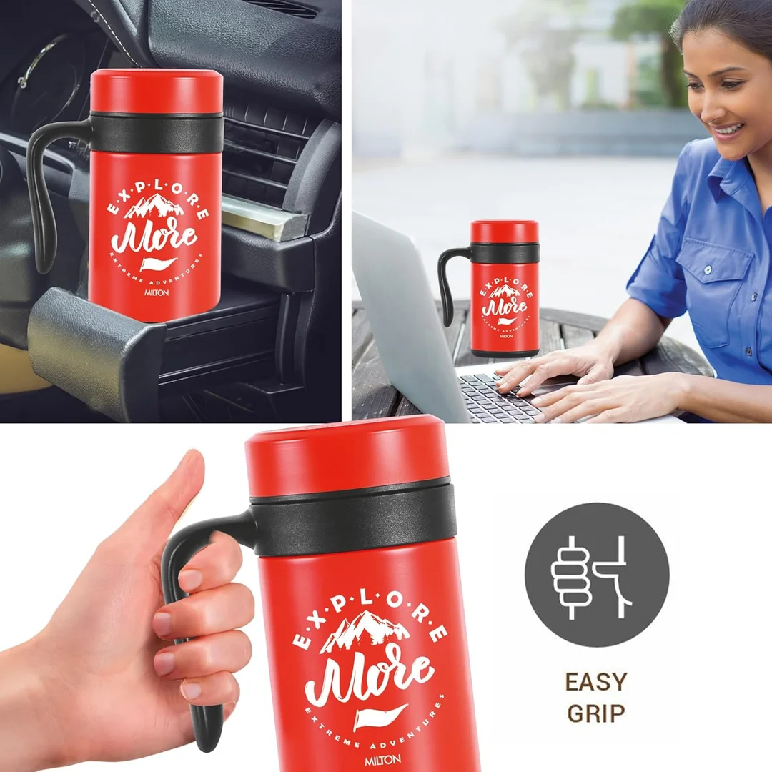 MILTON Cosmic 500 Thermosteel Mug, 500 ml, Yellow | Stainless Steel Strainer | Hot & Cold | Vacuum Insulated | Rust Proof | Leak Proof | Tea | Coffee | Mug image 13