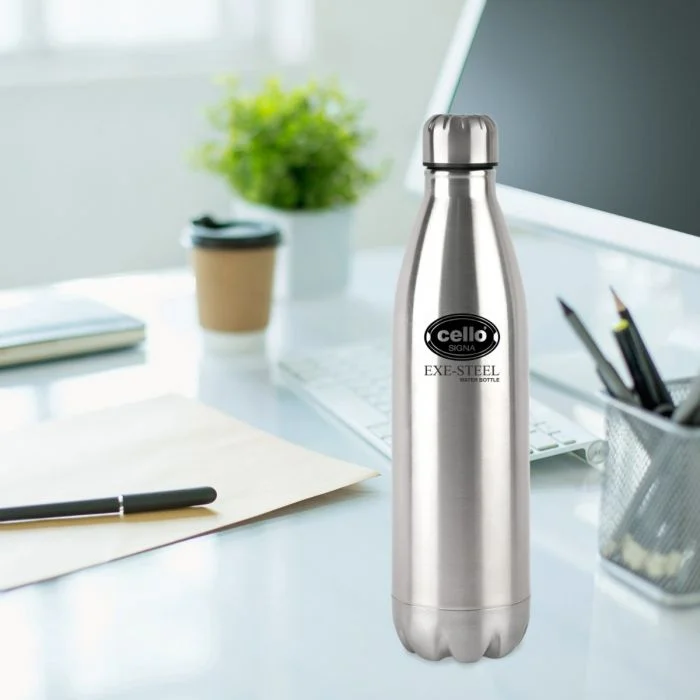 Cello STLO SIGNA 1100 ml Stainless Steel Water Bottle|Leak-Proof, Insulated, Eco-Friendly Chrome Bottle for Travel, Gym, and Office Use image 2