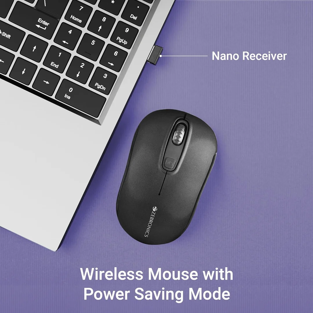 ZEBRONICS Dash Pro 2.4GHz Wireless Mouse, Upto 1600 DPI (Black) image 2