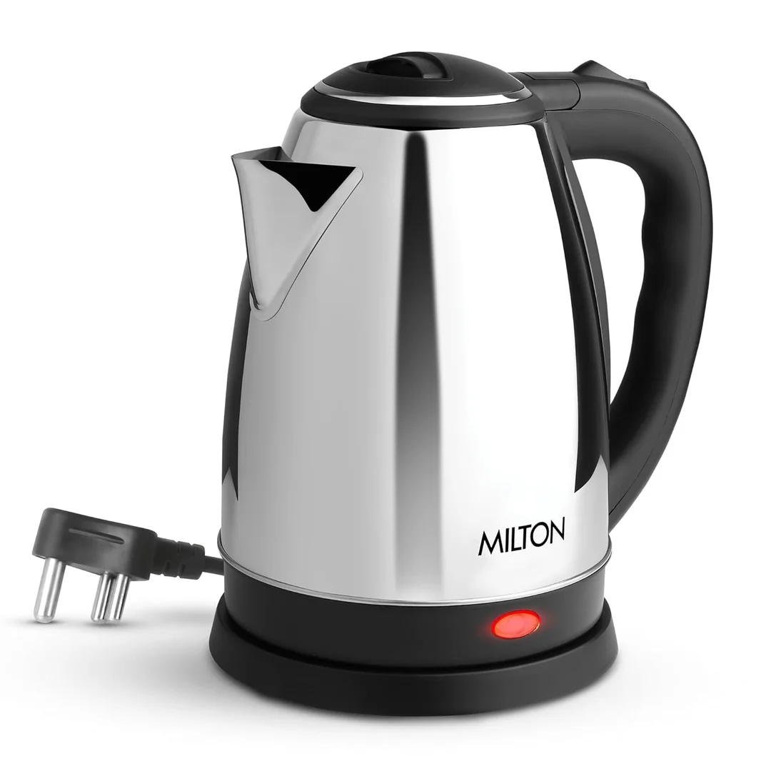 MILTON Euroline Go Electro 1.2L Stainless Steel Electric Kettle (1500W) – Auto Cut-Off, Power Indicator, 360° Detachable Base, Fast Boil | Silver image 1