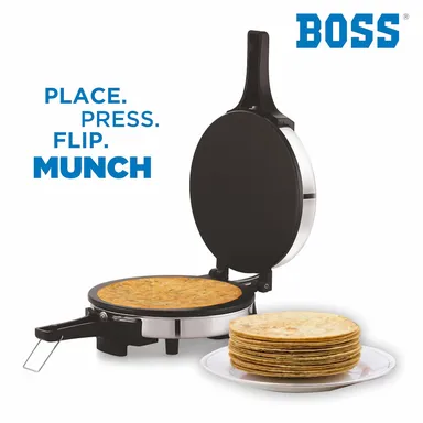 Boss Munch Khakhra Roti Maker 1100W | Electric Stainless Steel Automatic Roti & Khakhra Maker |  Quick Indian Kitchen Preparation thumbnail 1