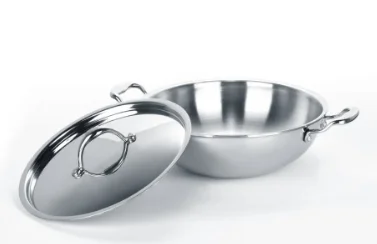 Krishna Tri Ply 2.5 DKL 24 cm Stainless Steel Kadhai – Premium Tri‑Ply Induction Compatible Cooking Pan image 1