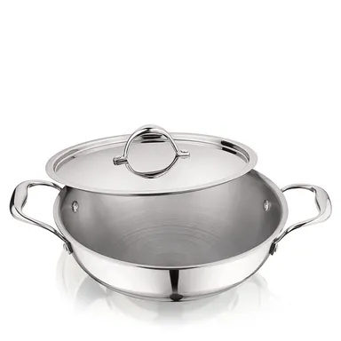 Krishna Tri‑Ply 2.5 DKL 28 Induction‑Compatible Professional Stainless Steel Cooking Pot | Even Heat Distribution, Durable Build, Everyday Kitchen Essential thumbnail 1