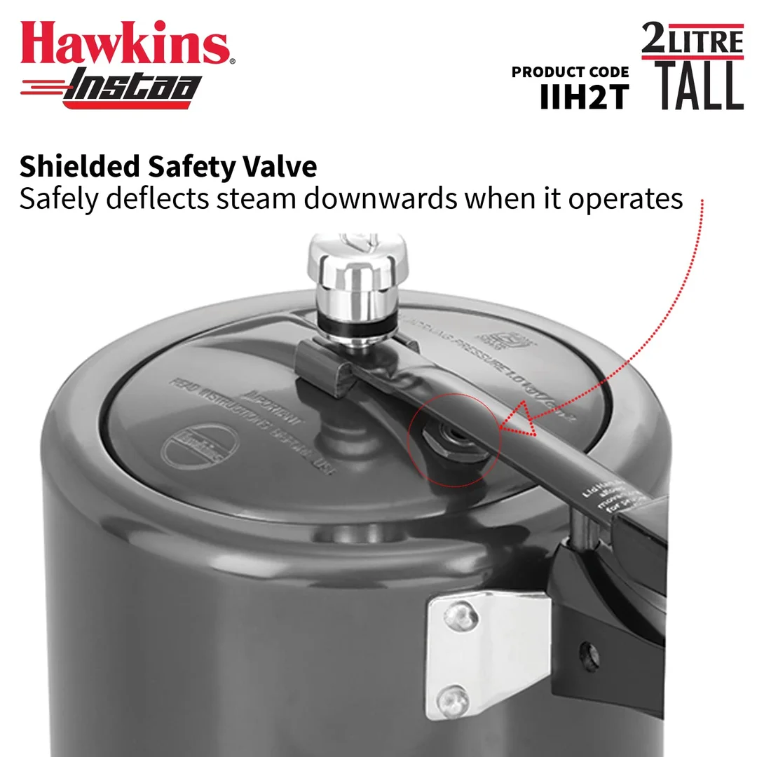 Hawkins 1.5 Litre Instaa Hard Anodised Pressure Cooker – Induction Compatible, Tall Body, Inner Lid Design, Black image 7