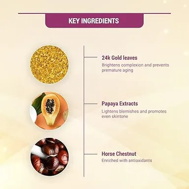 Lotus Herbals Radiant Gold Cellular Glow 4-Step Facial Kit 4×37g With 24K Gold Leaves Papaya Horse Chestnut – Instant Glow Home Salon Facial thumbnail 2