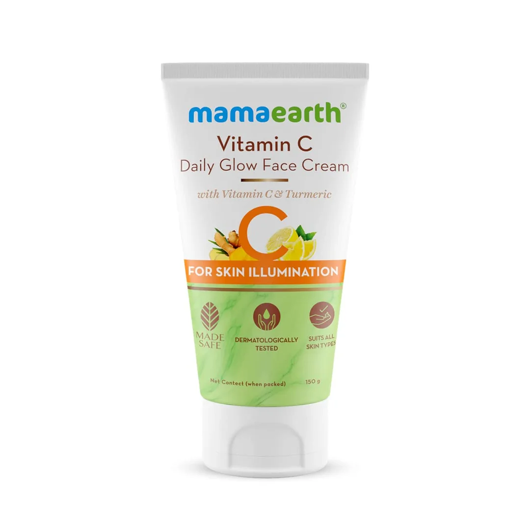Mamaearth Vitamin C Daily Glow Face Cream 150 g – Brightening Moisturizer with Turmeric, Niacinamide & Antioxidants for Radiant Skin image 1