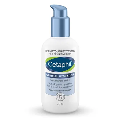 Cetaphil Optimal Hydration Replenishing Body Lotion 237ml | Lightweight & Non-Greasy | Hyaluronic Acid, Sunflower Oil