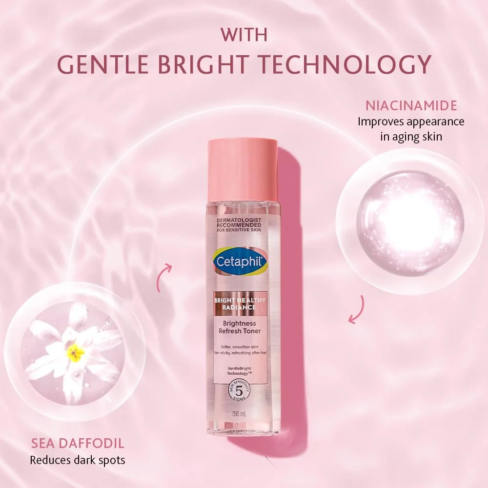 Cetaphil Bright Healthy Niacinamide Vitamin B3 Sea Daffodil Extract Radiance Refresh Toner Cream | White| Pack of 150 ml image 4