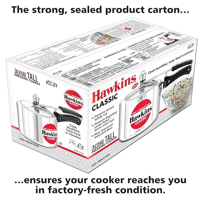 Hawkins Aluminium 3 Litre Pressure Cooker | Induction Inner Lid Cooker | Tall Design Pan Cooker | Best Cooker for Indian Cooking | Silver (ICL3T) image 5