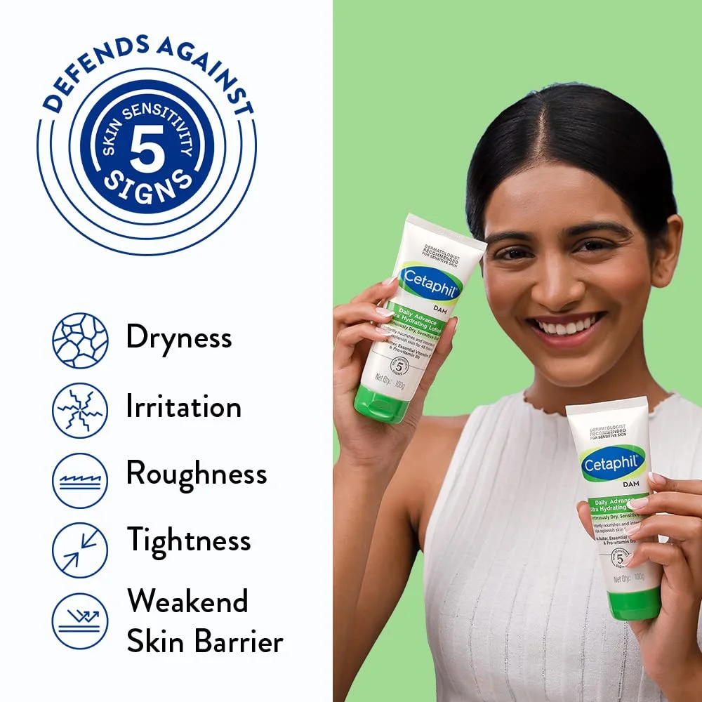Cetaphil Daily Advance Ultra Hydrating Lotion 100 g | Best Long Lasting Moisturizer for Dry & Sensitive Skin, Face & Body Lotion image 4