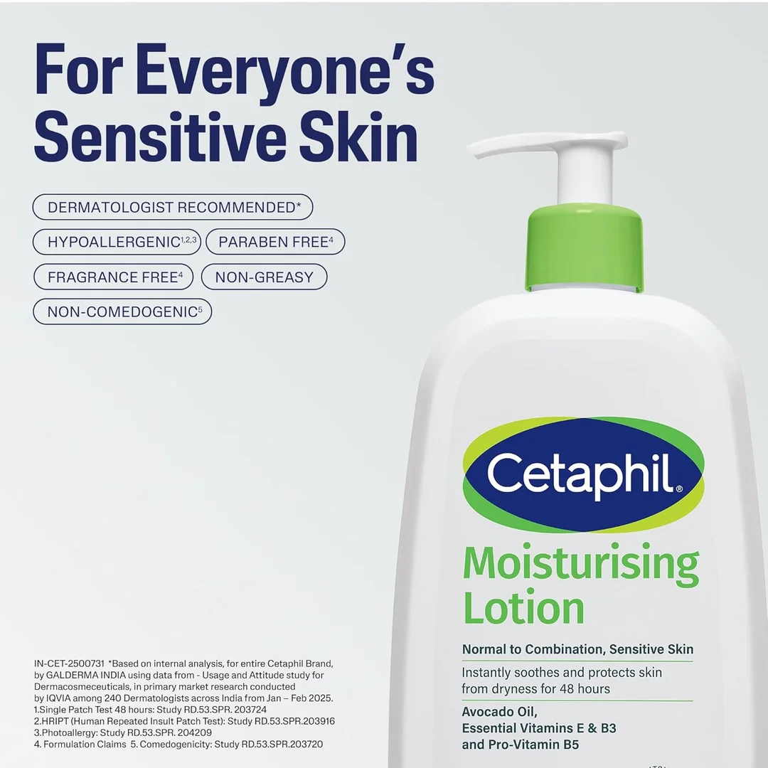 Cetaphil Moisturising Lotion for Face & Body, 500ml - Hydrating Formula for Normal to Dry Skin, Non-Comedogenic, Fragrance-Free, Dermatologist Tested, 24 Hour Moisturization image 7