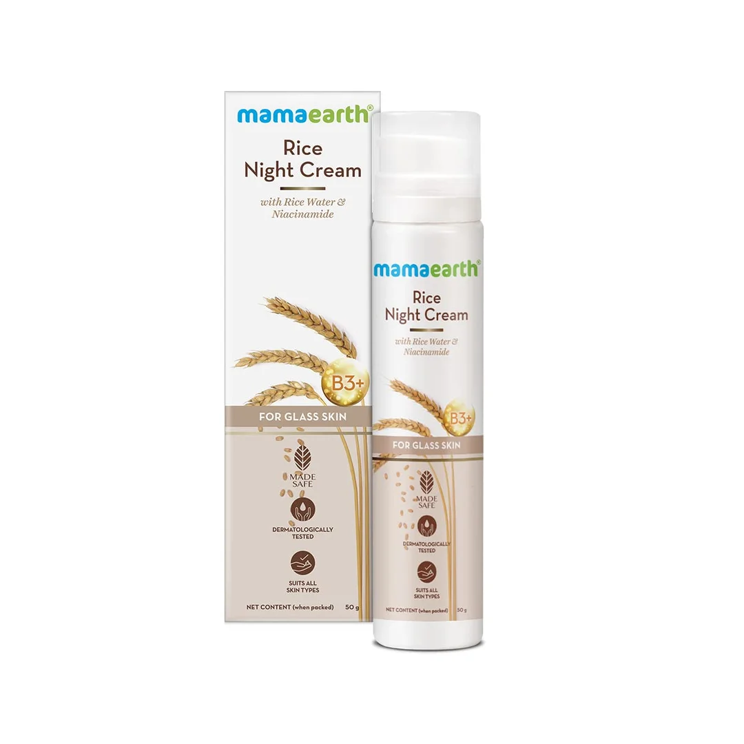 Mamaearth Rice Night Cream |with Rice Water & Niacinamide | Best Night Cream for Hydrated| Clear & Glass Skin | Anti-Aging 50g image 2