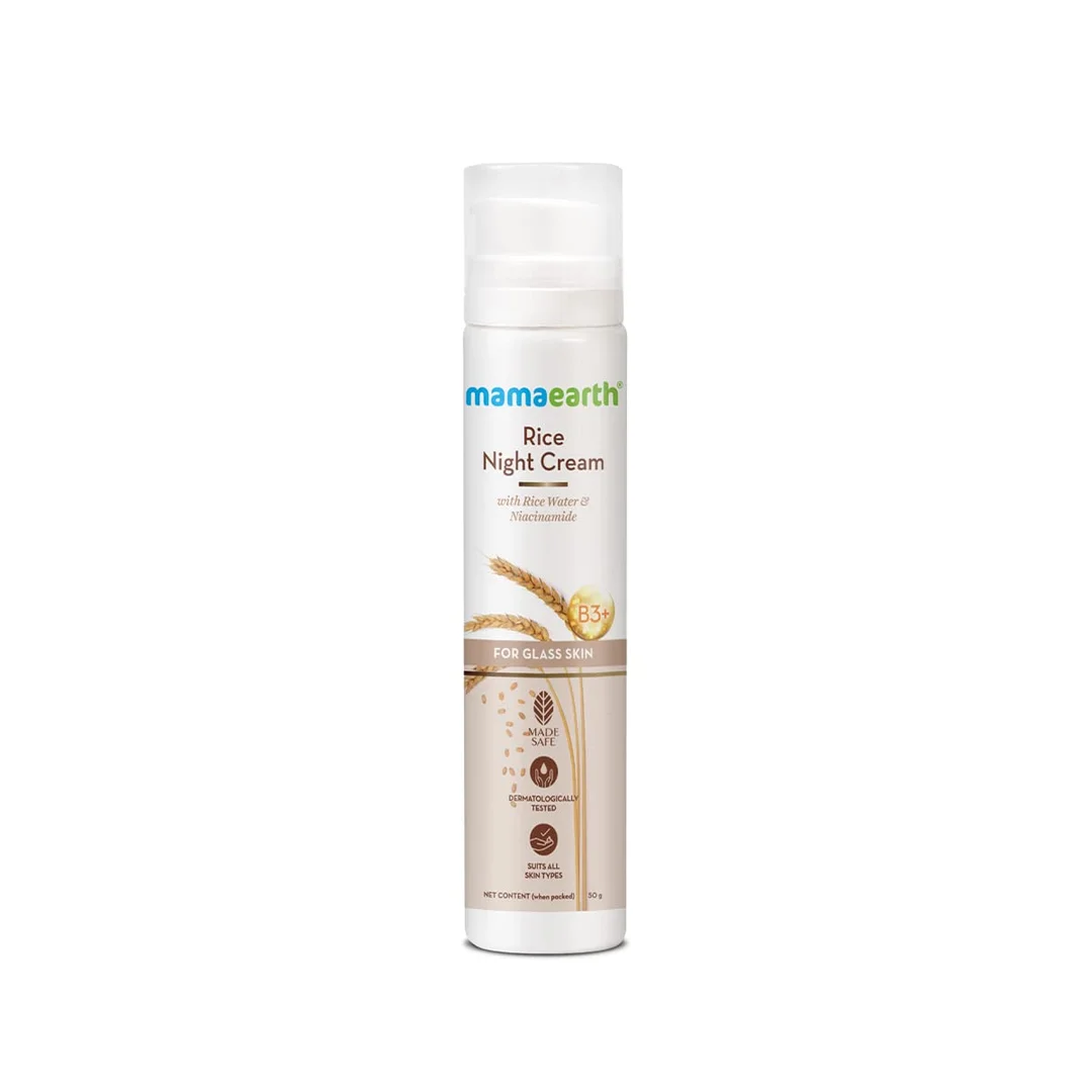 Mamaearth Rice Night Cream |with Rice Water & Niacinamide | Best Night Cream for Hydrated| Clear & Glass Skin | Anti-Aging 50g image 1