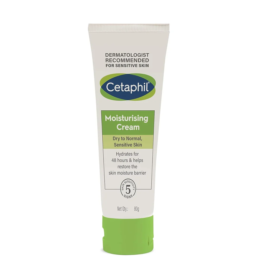 Cetaphil Moisturising Cream for Face & Body, Hydrating Daily Moisturizer for Dry to Normal Skin, 80 gm, Non-Greasy, Dermatologist Recommended, Suitable for Sensitive Skin image 1