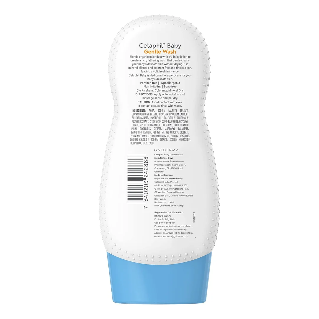 Cetaphil Baby Gentle Wash with Organic Calendula 230ml| Best Baby Body Wash for Sensitive Skin| Eczema| and Dry Skin image 3