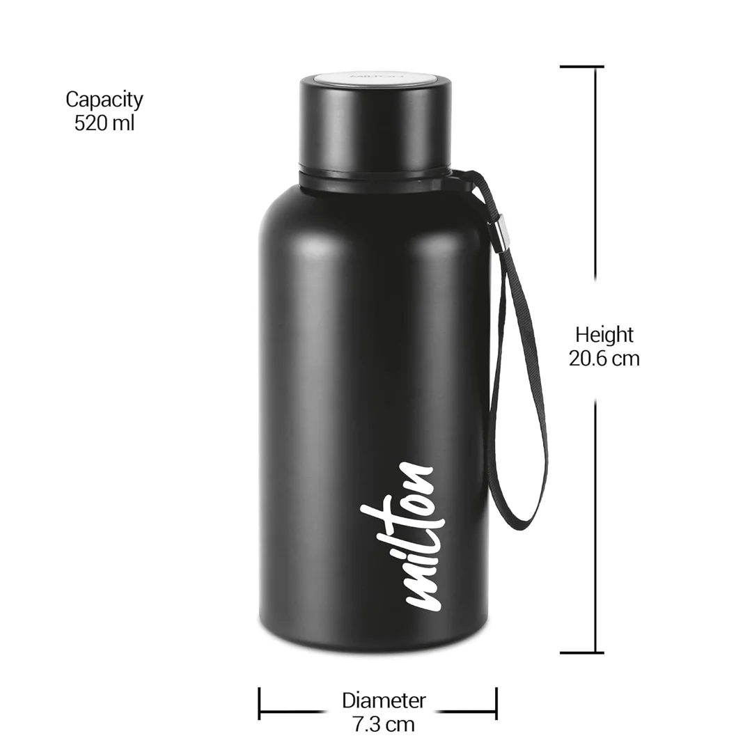 ​Milton Aura 1000 Thermosteel Bottle | 1050 ml, 24 Hours Hot & Cold, Leak-Proof, Easy Grip, Rust-Proof | Black image 6