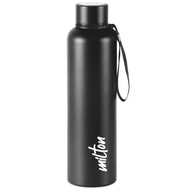 ​Milton Aura 1000 Thermosteel Bottle | 1050 ml, 24 Hours Hot & Cold, Leak-Proof, Easy Grip, Rust-Proof | Black thumbnail 0