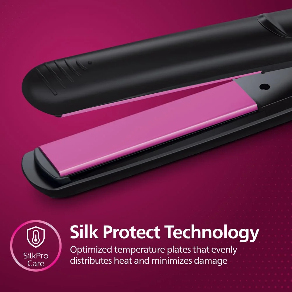 Philips Selfie Hair Straightener HP8302/06 Ceramic Hair Straightener for Damaged Hair with SilkPro Care, No Heat Damage, Compact & Fast Heating, Salon-Quality Styling at Home image 3