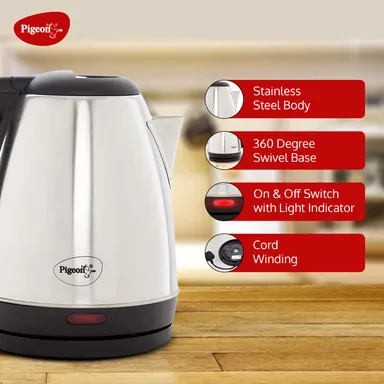 Pigeon Amaze Plus 1.5L Stainless Steel Electric Kettle 1300W Auto Shut-off Fast Boil Cordless Base Comfortable Pour Kitchen Appliance thumbnail 3