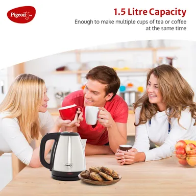 Pigeon Amaze Plus 1.5L Stainless Steel Electric Kettle 1300W Auto Shut-off Fast Boil Cordless Base Comfortable Pour Kitchen Appliance thumbnail 5