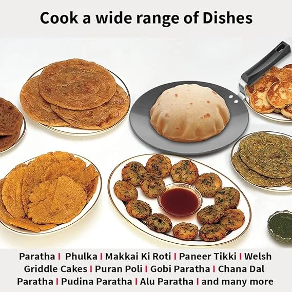 Hawkins Futura 28 cm Tawa | AT28 | Hard Anodised Non-Stick Tawa with Stainless Steel Handle – Induction Compatible for Roti, Chapati, Paratha image 4
