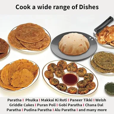 Hawkins Futura 28 cm Tawa | AT28 | Hard Anodised Non-Stick Tawa with Stainless Steel Handle – Induction Compatible for Roti, Chapati, Paratha thumbnail 3