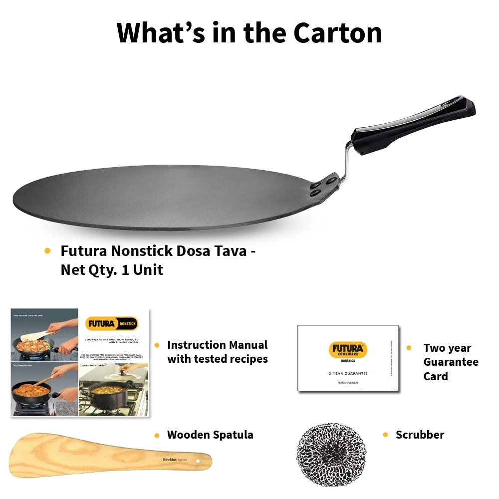 Hawkins Futura 28 cm Non-Stick Dosa Tava Hard Anodised Aluminium Tawa with Stay-Cool Handle PFOA-Free Coating Perfect for Large Dosa Uttapam image 3