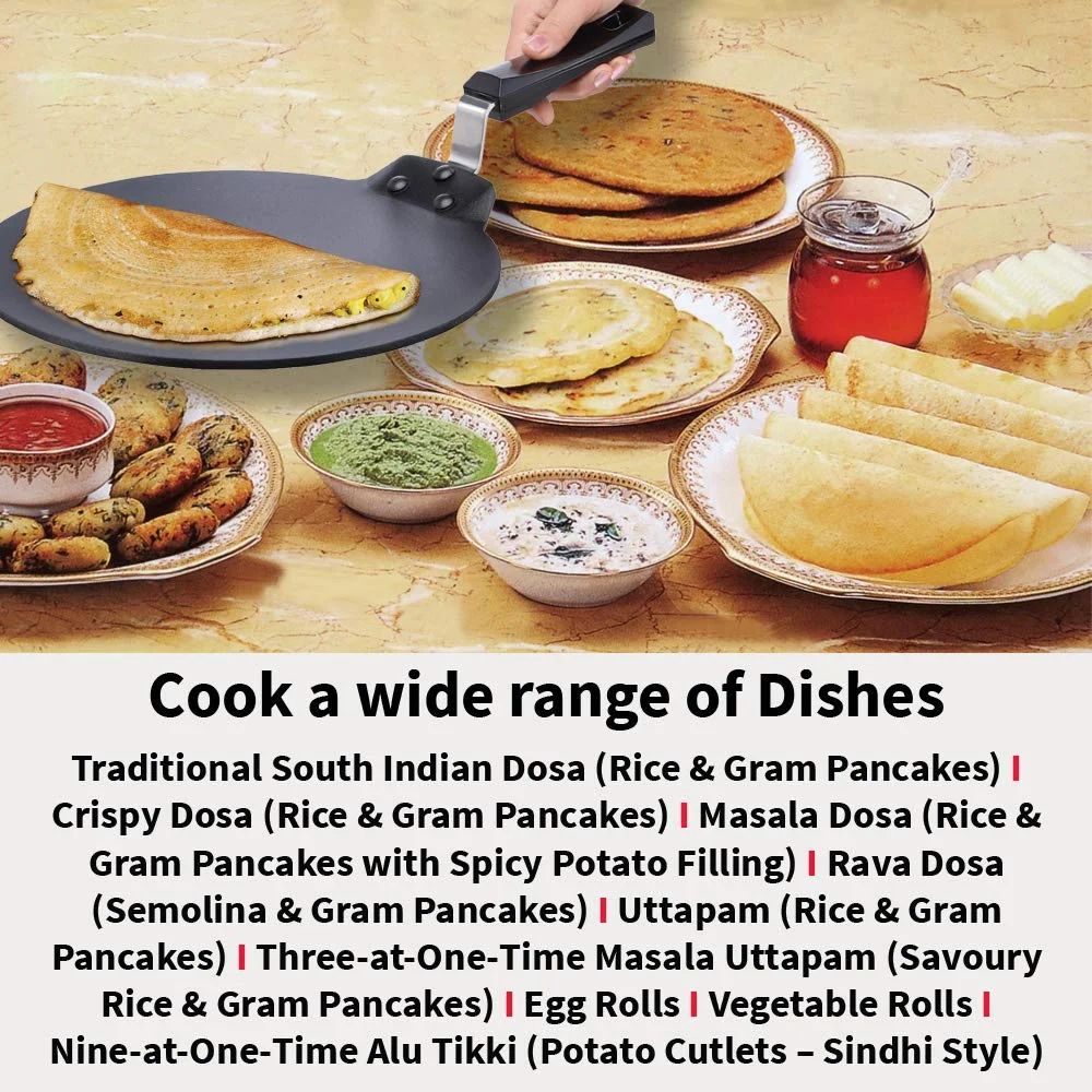 Hawkins Futura 28 cm Non-Stick Dosa Tava Hard Anodised Aluminium Tawa with Stay-Cool Handle PFOA-Free Coating Perfect for Large Dosa Uttapam image 5