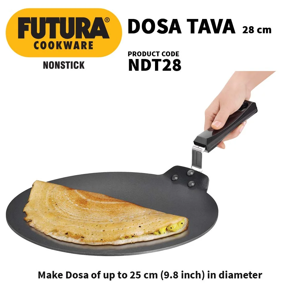 Hawkins Futura 28 cm Non-Stick Dosa Tava Hard Anodised Aluminium Tawa with Stay-Cool Handle PFOA-Free Coating Perfect for Large Dosa Uttapam image 6