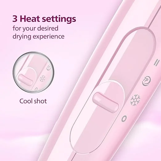 Philips BHC017/00 ThermoProtect 1200W Hair Dryer with Air Concentrator & Diffuser Pink for Fast Safe Styling Daily Use image 4