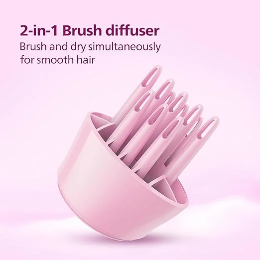 Philips BHC017/00 ThermoProtect 1200W Hair Dryer with Air Concentrator & Diffuser Pink for Fast Safe Styling Daily Use image 6
