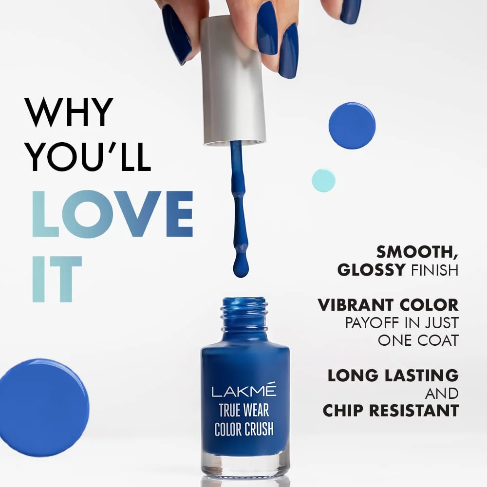 LAKMÉ True Wear Glossy Finish Nail Polish | Long Lasting & Vibrant Nail Paint, Quick-Dry, Affordable Color, 6ml image 5