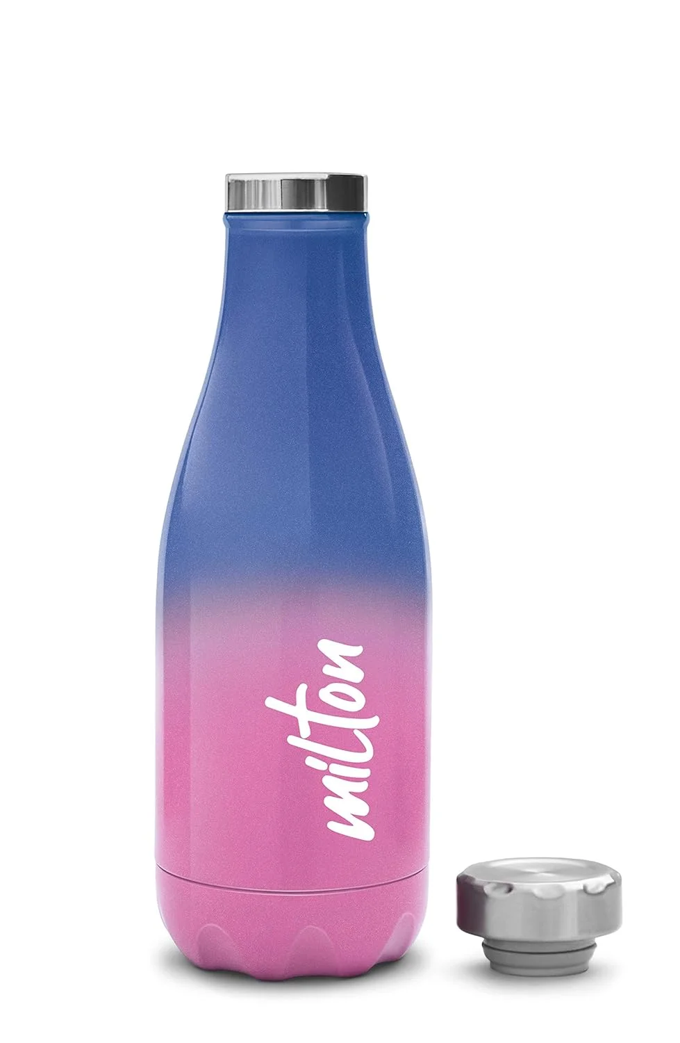 Milton Prudent 350 Thermosteel Bottle | 360 ml Hot and Cold Water Bottle | Leak Proof | Rust Proof | Easy Grip | Tea Coffee Travel Bottle for Office School Pink Blue image 3