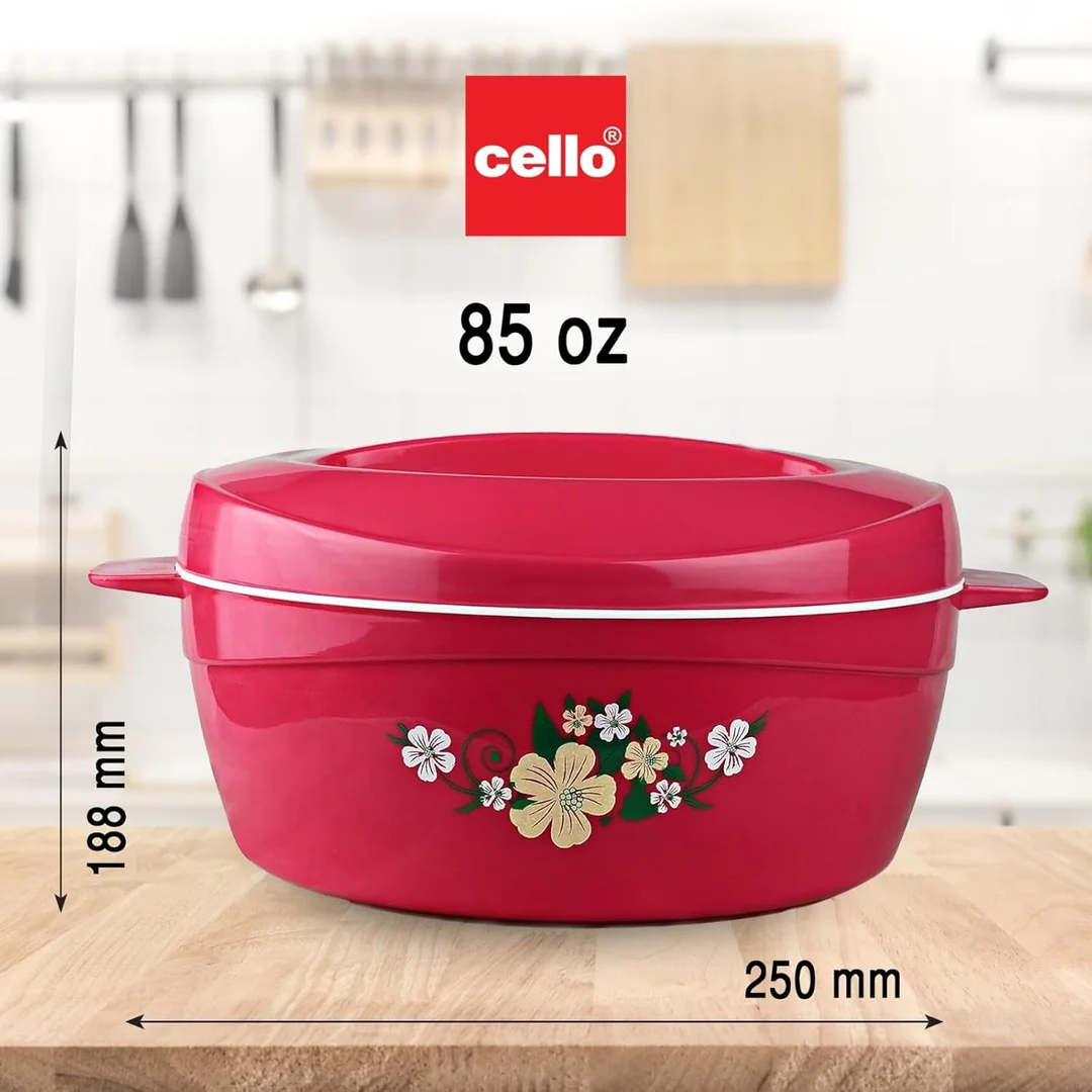 Cello Roti Plus 2500ml Insulated Stainless Steel Casserole | Double Wall Hot Pot for Roti & Chapati with PU Insulated Lid | Pink image 3