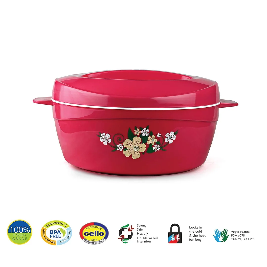 Cello Roti Plus 2500ml Insulated Stainless Steel Casserole | Double Wall Hot Pot for Roti & Chapati with PU Insulated Lid | Pink image 4