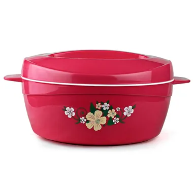 Cello Roti Plus 2500ml Insulated Stainless Steel Casserole | Double Wall Hot Pot for Roti & Chapati with PU Insulated Lid | Pink thumbnail 4