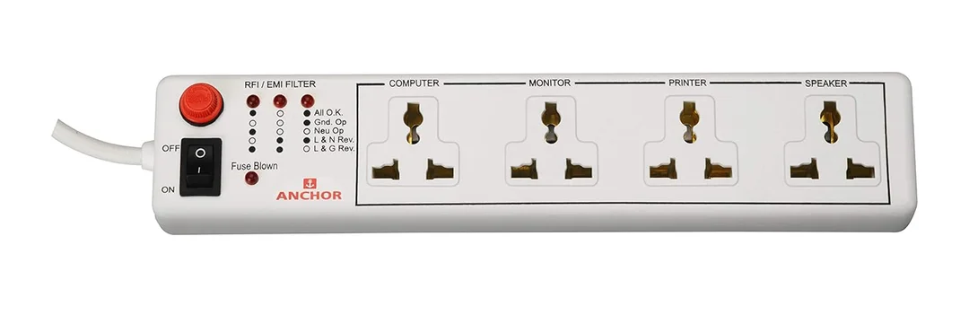 Anchor Bright Volt 6A 4‑Way International Multi‑Plug Socket | Modular Extension Board| 1.5 m Cord| Home & Office Use image 1