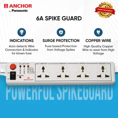 Anchor Bright Volt 6A 4‑Way International Multi‑Plug Socket | Modular Extension Board| 1.5 m Cord| Home & Office Use thumbnail 1