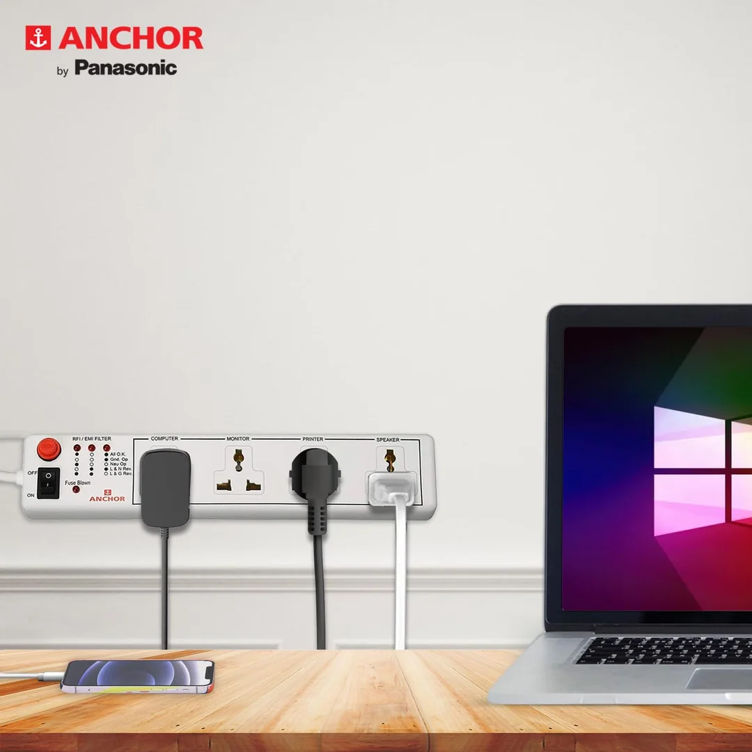 Anchor Bright Volt 6A 4‑Way International Multi‑Plug Socket | Modular Extension Board| 1.5 m Cord| Home & Office Use image 4