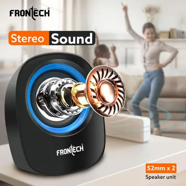 FRONTECH Premium 2.0 Channel USB Powered Speakers SPK-0003 Blue 3W Stereo Sound AUX Input Foam Edge Compact PC Laptop Desktop Speakers Best Budget Buy Online India thumbnail 2