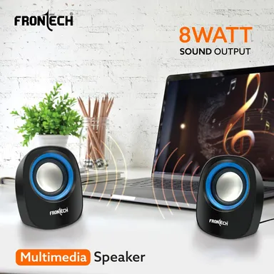 FRONTECH Premium 2.0 Channel USB Powered Speakers SPK-0003 Blue 3W Stereo Sound AUX Input Foam Edge Compact PC Laptop Desktop Speakers Best Budget Buy Online India thumbnail 5