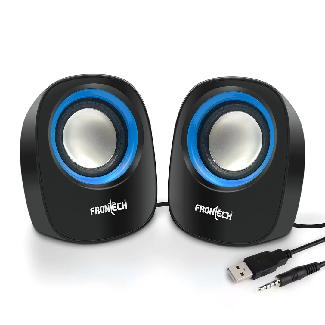 FRONTECH Premium 2.0 Channel USB Powered Speakers SPK-0003 Blue 3W Stereo Sound AUX Input Foam Edge Compact PC Laptop Desktop Speakers Best Budget Buy Online India image 7