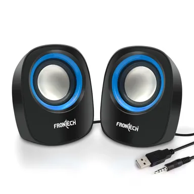 FRONTECH Premium 2.0 Channel USB Powered Speakers SPK-0003 Blue 3W Stereo Sound AUX Input Foam Edge Compact PC Laptop Desktop Speakers Best Budget Buy Online India thumbnail 6
