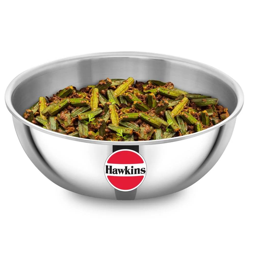 Hawkins Metro 2L Triply Stainless Steel Induction Kadhai Tasla 20 cm – Heavy-Duty 3 mm Tri-Ply Cookware for Gas & Induction image 1